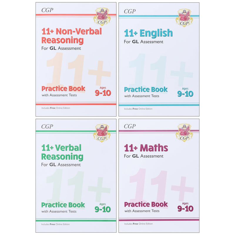 CGP 11+ Practice Book and Assessment Tests Bundle (for GL Assessment) 4 Books Set - Ages 9-10 - Paperback (Includes Free Online Edition) 9-14 Coordination Group Publications Ltd (CGP)