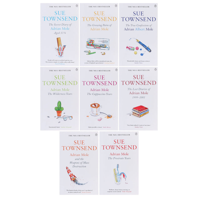 Adrian Mole Series by Sue Townsend 8 Books Collection Set - Young Adult - Paperback Fiction Penguin Random House