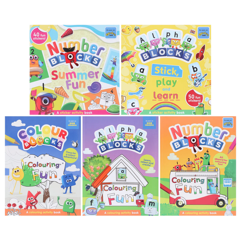 Numberblocks, Alphablocks & Colourblocks Colouring Fun & Sticker Activity Book Collection 5 Books Set - Ages 3+ - Paperback 0-5 Sweet Cherry Publishing