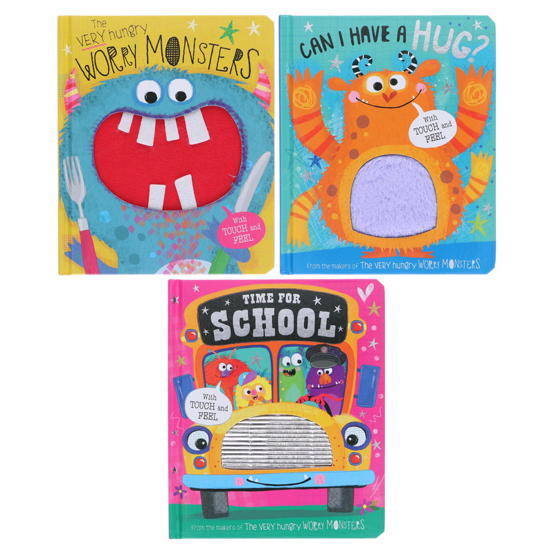 The Very Hungry Worry Monsters Touch and Feel Library Collection By Rosie Greening: 3 Books Set - Ages 3+ - Board Book 0-5 Make Believe Ideas