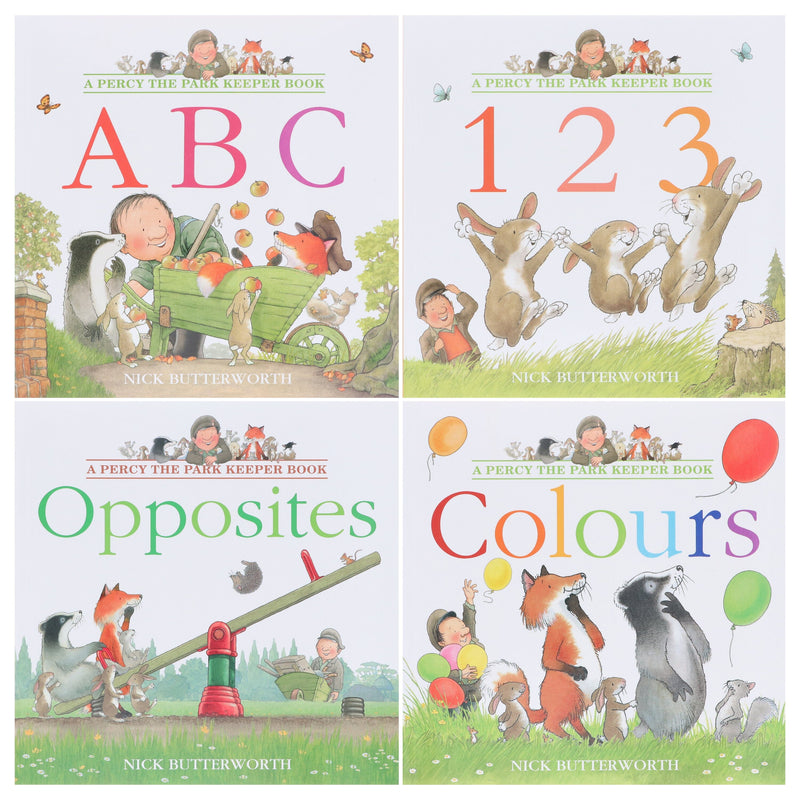 Percy the Park Keeper (ABC, 123, Colours & Opposites) Early Learning collection by Nick Butterworth 4 Picture Books Set - Ages 1-6 - Paperback 0-5 HarperCollins Publishers