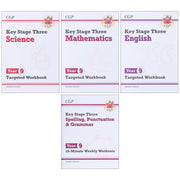 CGP KS3 (Year 9) Targeted Workbook Bundle (Includes Answers) 4 Books Collection Set - Paperback 9-14 Coordination Group Publications Ltd (CGP)