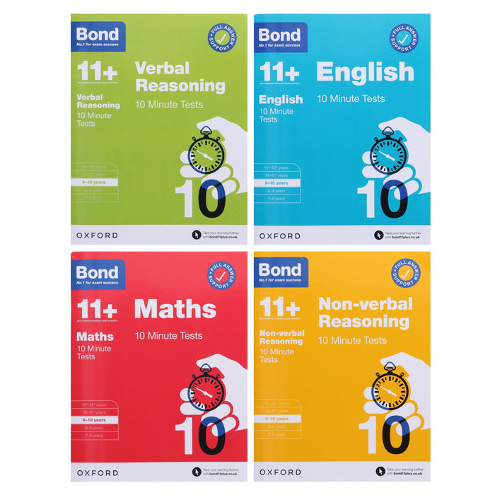 Bond 11+, 10 Minute Tests (Year 9-10) By Oxford 4 Books Collection Set - Paperback 9-14 Oxford University Press