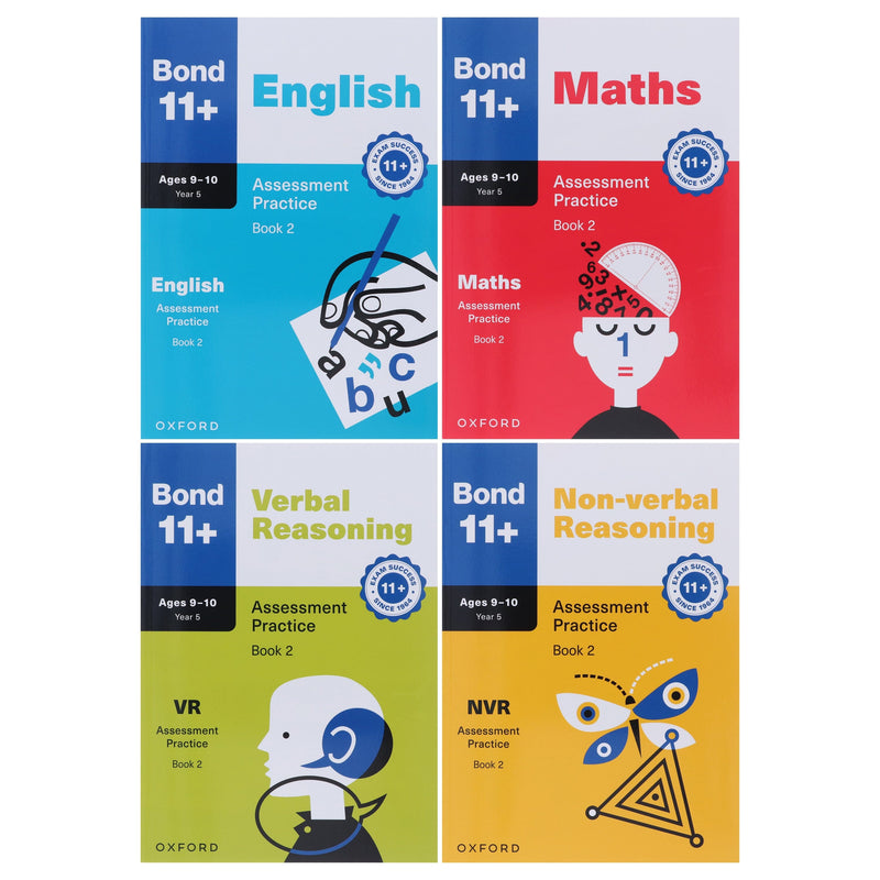 Bond 11+ Assessment Practice (Book 2) for Ages 9-10 (Year 5) 4 Books Collection Set - Paperback 9-14 OUP Oxford