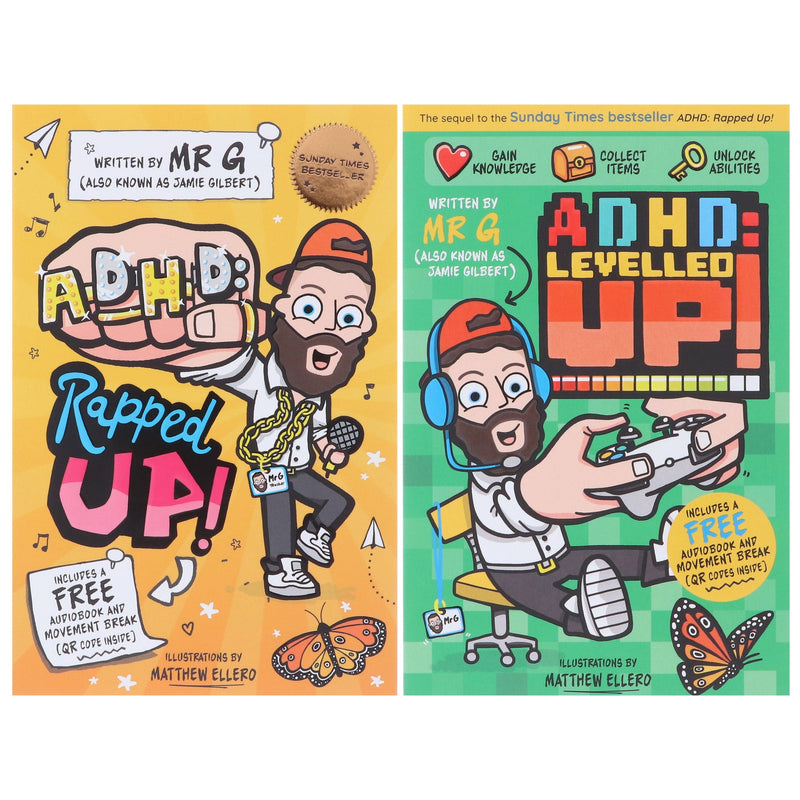 ADHD: Rapped Up! and Levelled Up! by Jamie Gilbert 'Mr G' 2 Books Collection Set - Ages 9-12 - Paperback (Learn about ADHD with Free Audio Book & Movement Break) 9-14 Sweet Cherry Publishing