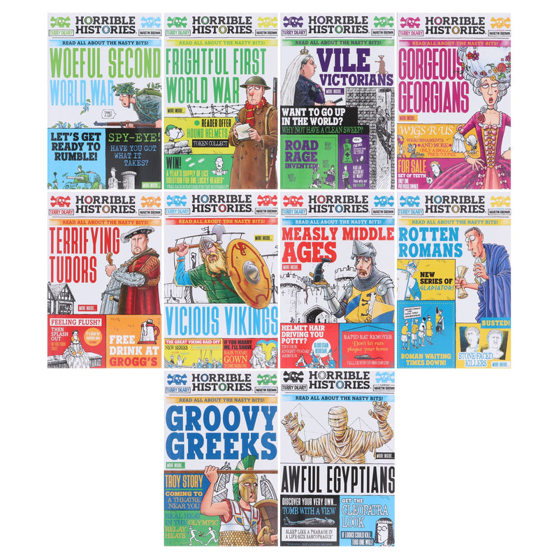 Horrible Histories Savage 10 Book Collection Set By Terry Deary - Ages 8-12 - Paperback 9-14 Scholastic