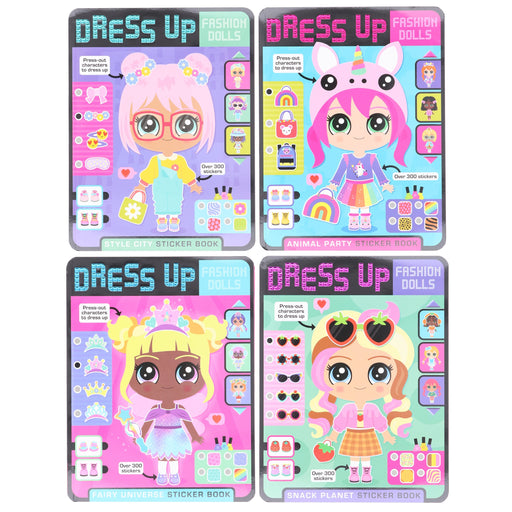 Dress Up Fashion Dolls Collection by Sophie Collingwood Illustrated 4 Sticker Activity Books Set - Ages 5+ - Paperback 5-7 Make Believe Ideas