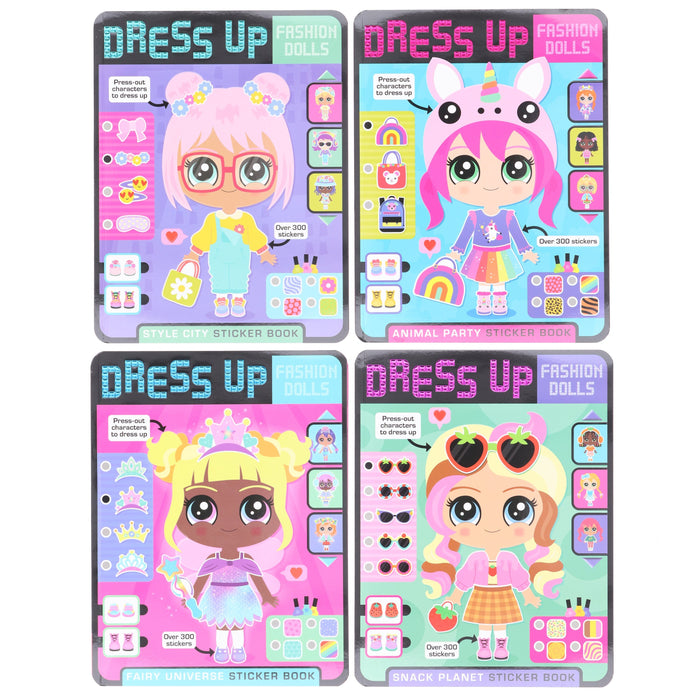Dress Up Fashion Dolls Collection by Sophie Collingwood Illustrated 4 Sticker Activity Books Set - Ages 5+ - Paperback 5-7 Make Believe Ideas