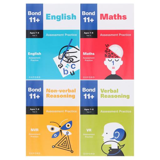 Bond 11+ Assessment Practice Papers (Ages 7-8) By Oxford 4 Books Collection Set - Paperback 7-9 Oxford University Press
