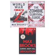 Max Brooks: World War Z, The Zombie Survival Guide & Devolution 3 Books Collection Set - Fiction - Paperback Fiction Prelude Books