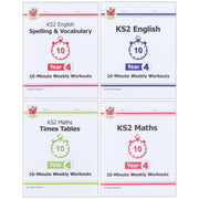 CGP KS2 (Year 4) 10-Minute Weekly Workouts Collection 4 Books Set - Ages 7-11 - Paperback 7-9 Coordination Group Publications Ltd (CGP)