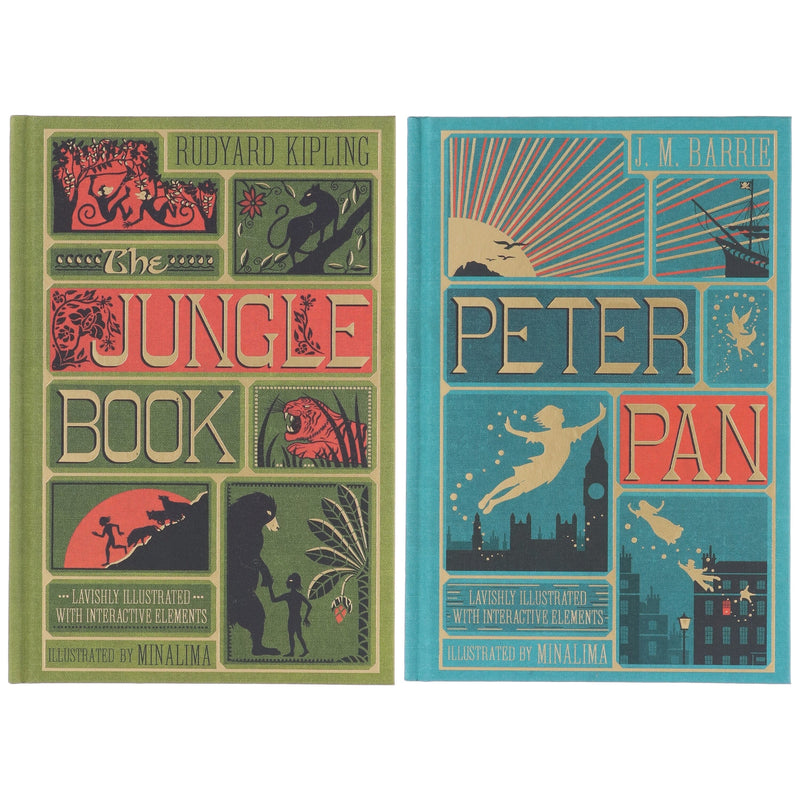 The Jungle Book & Peter Pan by Rudyard Kipling & J. M Barrie (Minalima Edition) 2 Books Collection Box Set - Ages 8+ - Hardback 9-14 HarperCollins Publishers
