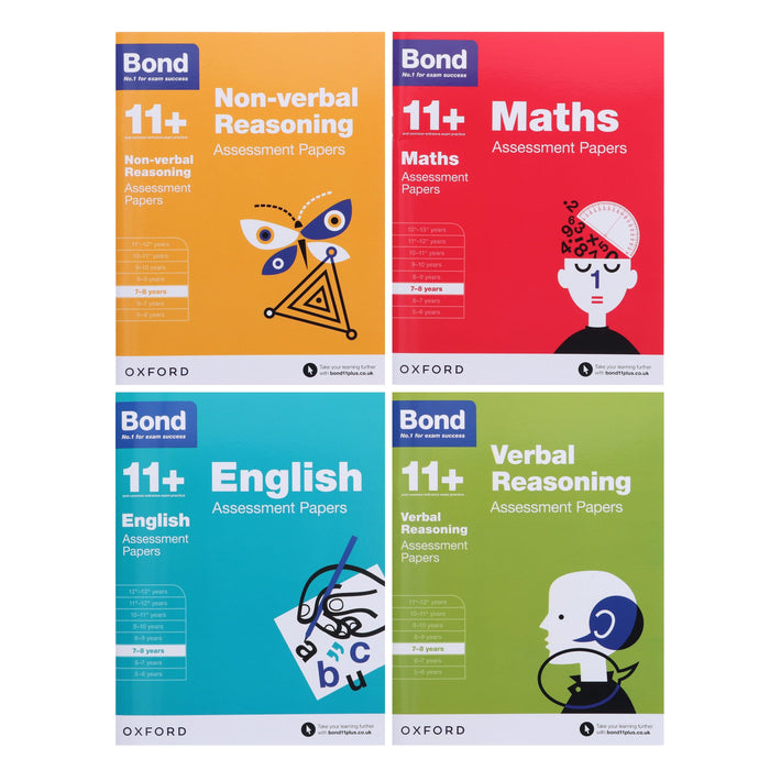 Bond 11+, Assessment Papers (Year 7-8) By Oxford 4 Books Collection Set - Paperback 7-9 Oxford University Press