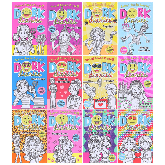 Dork Diaries Series (Vol. 1-12) By Rachel Renee Russell 12 Books Collection Set- Ages 9-14 - Paperback 9-14 Simon & Schuster