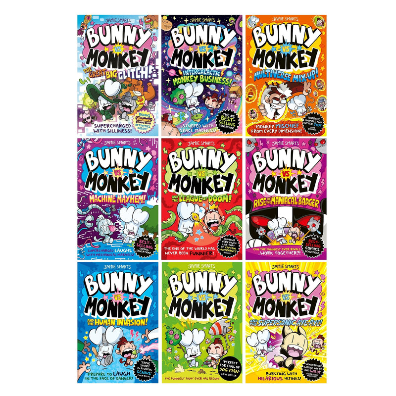 Bunny vs Monkey Series By Jamie Smart 9 Books Collection Set - Ages 7-9 - Paperback B2D DEALS David Fickling Books