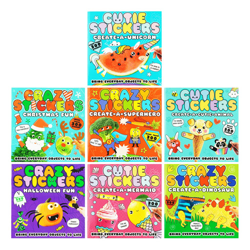 Children's Cutie And Crazy Stickers Collection By Danielle McLean 7 Books Set - Age 3-6 - Paperback 0-5 Little Tiger Press Group