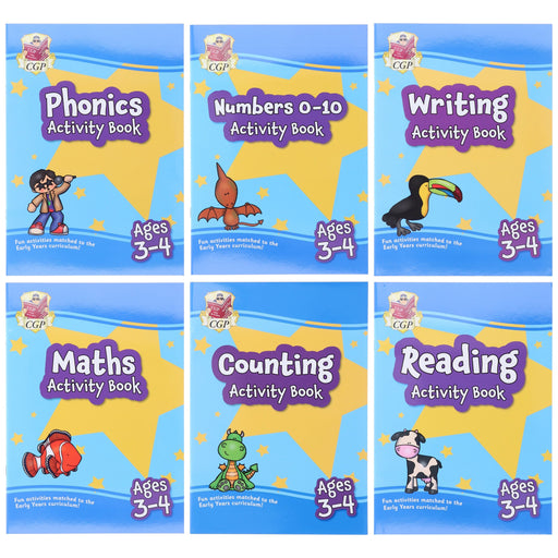 CGP Preschool Activity Book Bundle 6 Books Collection Set - Ages 3-4 - Paperback 3-5 Coordination Group Publications Ltd (CGP)
