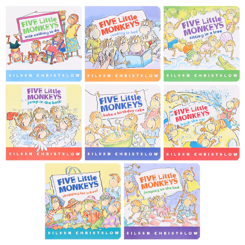Five Little Monkeys: A Box Adventures By Eileen Christelow 8 Books Collection Box Set - Ages 4-7 - Board Books 5-7 Houghton Mifflin Harcourt Publishing Company