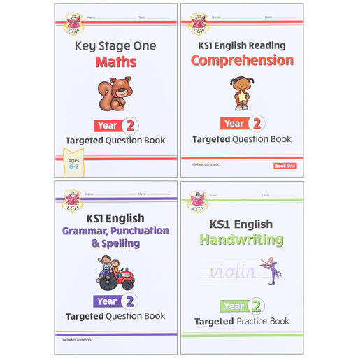 CGP KS1 (Year 2) Targeted Question and Practice Bundle 4 Books Collection Set - Ages 6-7 - Paperback 5-7 Coordination Group Publications Ltd (CGP)
