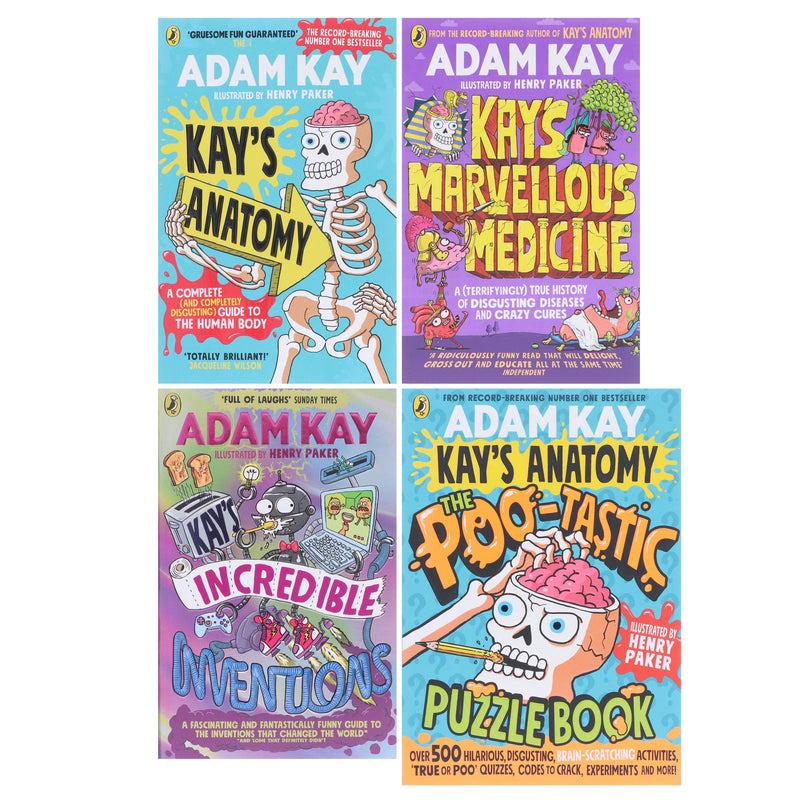 Adam Kay's Incredible Inventions, Marvellous Medicine, Anatomy & The Poo-Tastic Puzzle Book: 4 Books Collection Set - Ages 7+ - Paperback 7-9 Penguin Random House