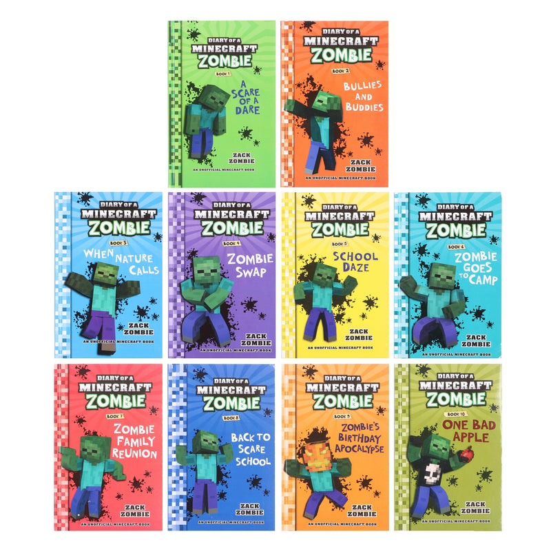 Diary Of A Minecraft Zombie Series by Zack Zombie 10 Books Collection Box Set - Ages 7-12 - Paperback 7-9 Scholastic