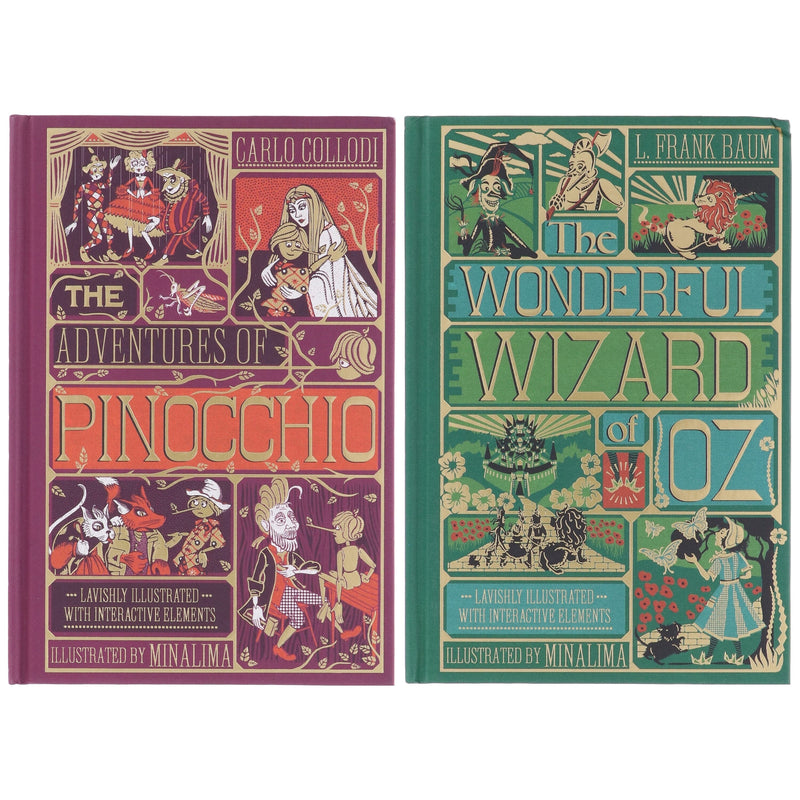 The Wonderful Wizard of Oz & The Adventures of Pinocchio (MinaLima Edition) by L. Frank Baum & Carlo Collodi 2 Books Box Set - Fiction - Hardback (Illustrated with Interactive Elements) Fiction HarperCollins Publishers
