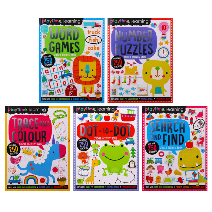 Playtime Learning Numbers Words Colours Sticker Activity 5 Books - Age 4+ - Paperback B2D DEALS Make Believe Ideas