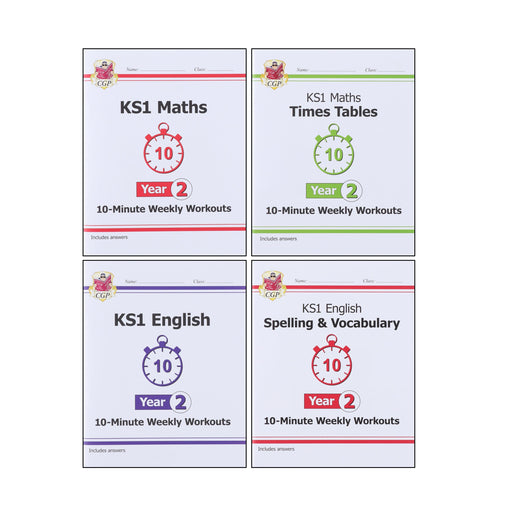 CGP KS1 (Year 2) 10-Minute Weekly Workouts Collection 4 Books Set - Ages 5-7 - Paperback 5-7 Coordination Group Publications Ltd (CGP)