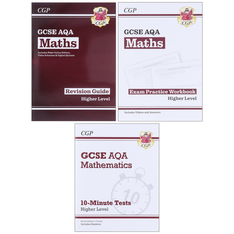 CGP GCSE Maths AQA Higher Level Exam Guide 3 Books Collection Set (Includes Online Edition, Videos & Quizzes)- Paperback Young Adult Coordination Group Publications Ltd (CGP)