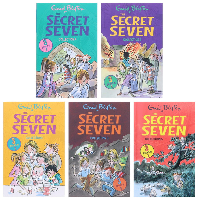 The Secret Seven Series By Enid Blyton 5 Books 15 Story Collection Set - Ages 6-8 - Paperback 7-9 Hachette