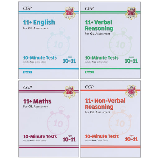 CGP 11+ 10-Minute Tests For GL Assessment 4 Books Collection Set (Includes Free Online Edition)- Ages 10-11 - Paperback 9-14 Coordination Group Publications Ltd (CGP)