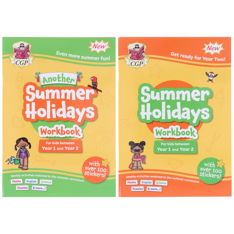 CGP Summer Holidays Activity Workbook (For kids between Year 1 & Year 2) With 100+ Stickers: 2 Books Set - Paperback 5-7 Coordination Group Publications Ltd (CGP)