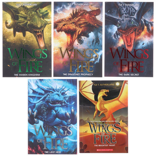 Wings of Fire Series 5 Books Collection Set by Tui T. Sutherland - Ages 8-12 - Paperback 9-14 Scholastic