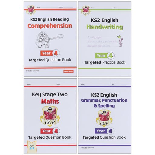 CGP KS2 (Year 4) Targeted Question and Practice Bundle 4 Books Collection Set - Ages 8-9 - Paperback 7-9 Coordination Group Publications Ltd (CGP)