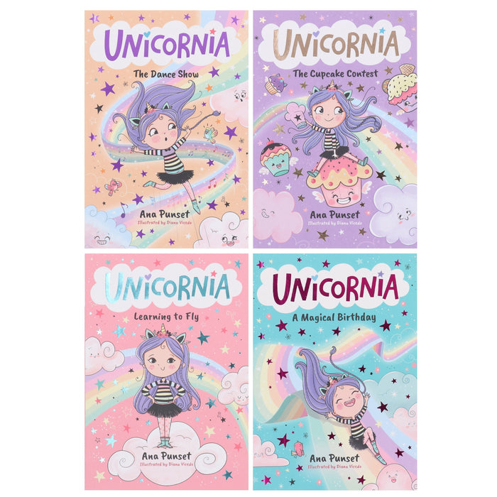 Unicornia Series: A Magical Unicorn School Fiction Story for Kids by Ana Punset Illustrated 4 Books Collection Set - Ages 5-10 - Paperback 5-7 Walker Books