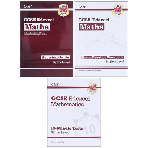 CGP GCSE Maths Edexcel Exam Revision Guide: Higher Level (Includes Online Edition, Videos & Quizzes) 3 Books Set - Paperback Young Adult Coordination Group Publications Ltd (CGP)