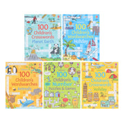 Usborne: 100 Children's Puzzles, Crosswords & Wordsearches by Phillip Clarke 5 books Collection Set - Ages 7+ - Paperback 7-9 Usborne Publishing Ltd