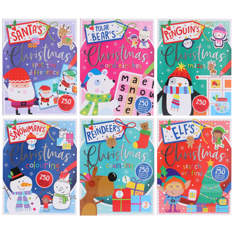 Children's Christmas Activity 6 Books Collection With over 250 Stickers and festive card press-outs - Ages 4+ - Paperback 5-7 Make Believe Ideas