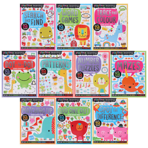 Playtime Learning Numbers Words Colours Sticker Activity 10 Books Set by Make Believe Ideas – Ages 4+ - Paperback 5-7 Make Believe Ideas