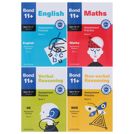 Bond 11+ Assessment Practice Papers for Year 5-6 (Book 2) 4 Books Set - Ages 10-11+ - Paperback 9-14 OUP Oxford