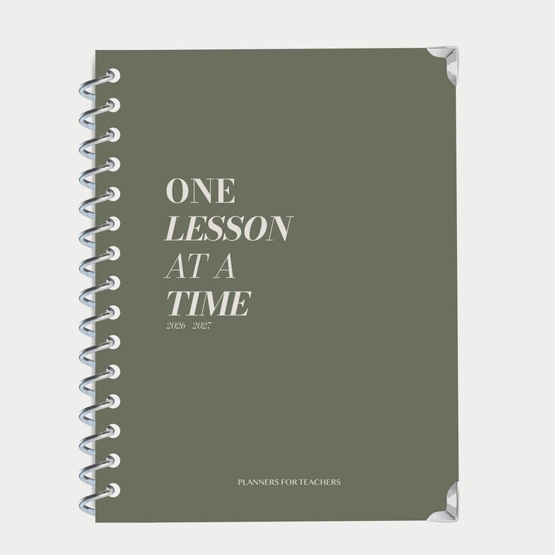 One Lesson At A Time 2026-2027 Teacher Planner - Olive Edition - Spiral Bound Hardback Non-Fiction PlannersForTeachers