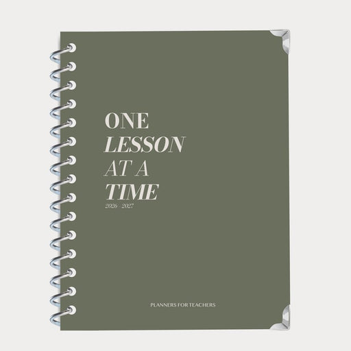 One Lesson At A Time 2026-2027 Teacher Planner - Olive Edition - Spiral Bound Hardback Non-Fiction PlannersForTeachers