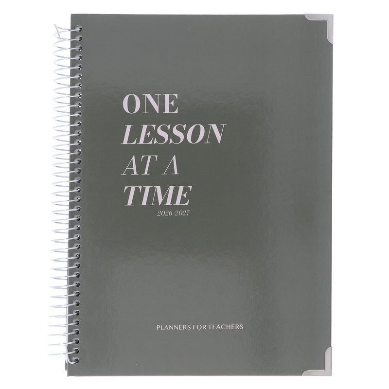 One Lesson At A Time 2026-2027 Teacher Planner - Olive Edition - Spiral Bound Hardback Non-Fiction PlannersForTeachers