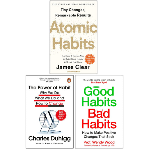 Atomic Habits, The Power of Habit & Good Habits, Bad Habits: 3 Books Collection Set - Non Fiction - Paperback Non-Fiction penguin/Macmillan
