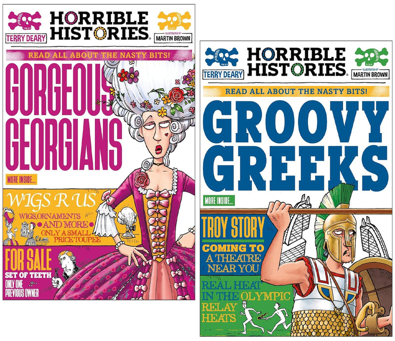 Horrible Histories (Newspaper Edition) by Terry Deary 2 Books Collection Set - Ages 8-12 - Paperback 7-9 Scholastic