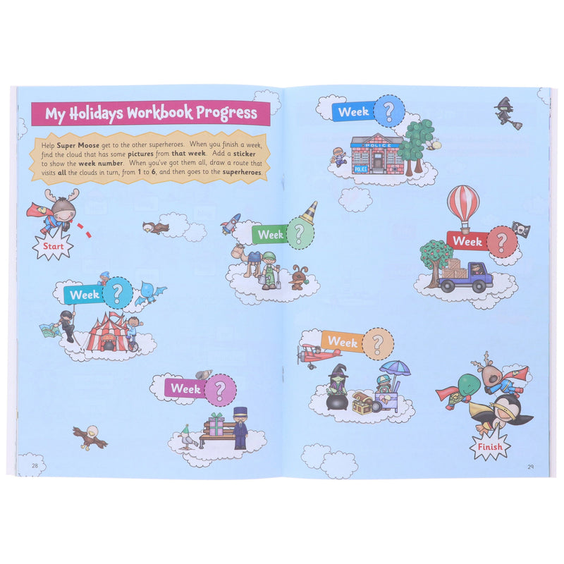 CGP Summer Holidays Activity Workbook (For kids between Year 1 & Year 2) With 100+ Stickers: 2 Books Set - Paperback 5-7 Coordination Group Publications Ltd (CGP)
