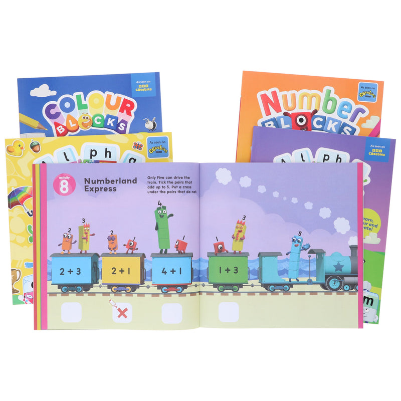 Numberblocks, Alphablocks & Colourblocks Colouring Fun & Sticker Activity Book Collection 5 Books Set - Ages 3+ - Paperback 0-5 Sweet Cherry Publishing