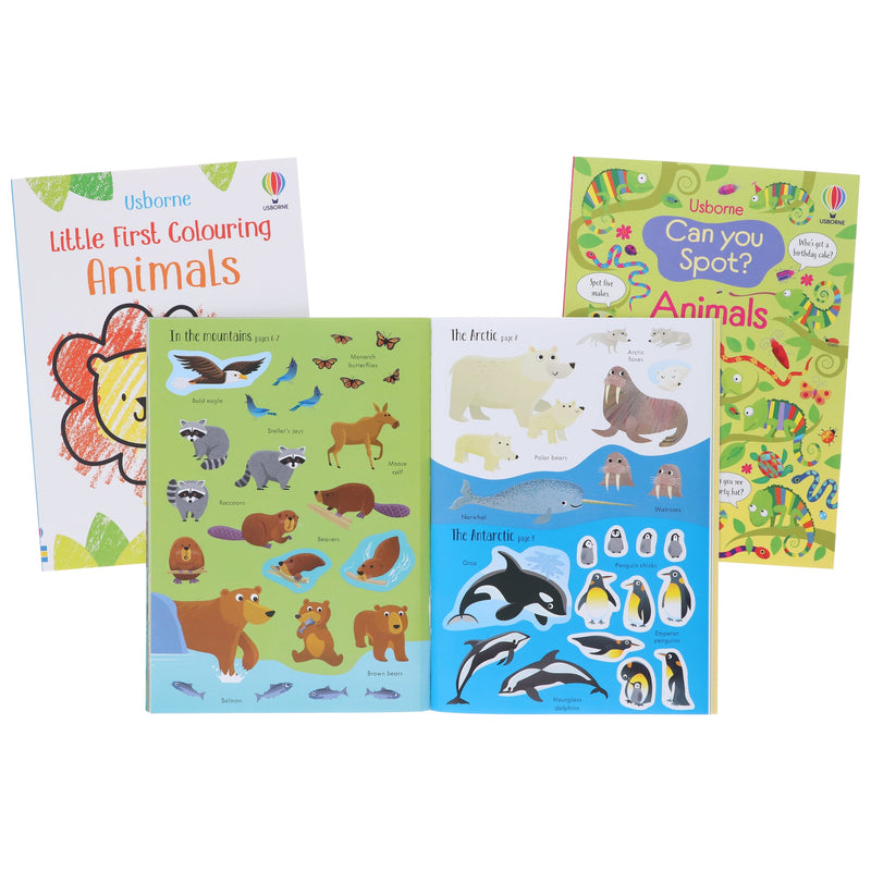 Usborne: My Animal Activity Pack 3 Books Box Set and Over 160 Stickers - Ages 3+ - Paperback 3-5 Usborne Publishing Ltd
