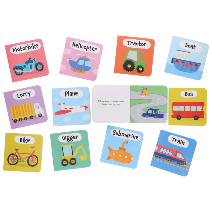 A Case of Cool Vehicles: 12 Title Board Book Collection Carry Case - Ages 3+ - Board Book 3-5 Sweet Cherry Publishing