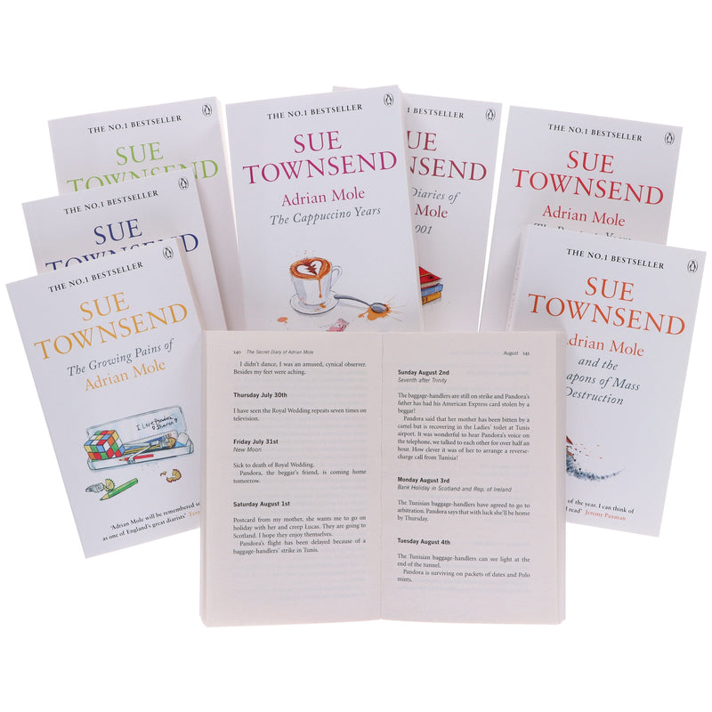 Adrian Mole Series by Sue Townsend 8 Books Collection Set - Young Adult - Paperback Fiction Penguin Random House